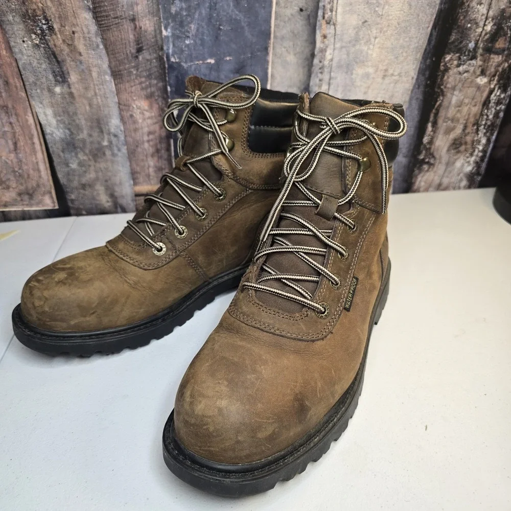 Steel Toe Wolverine Mens‎ Work Boots size 10.5 EW Waterproof Oil Slip Resistant